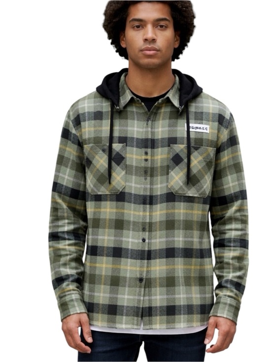 Airwalk Other - AIRWALK Long Sleeve Plaid Hooded Button-Down Shirt